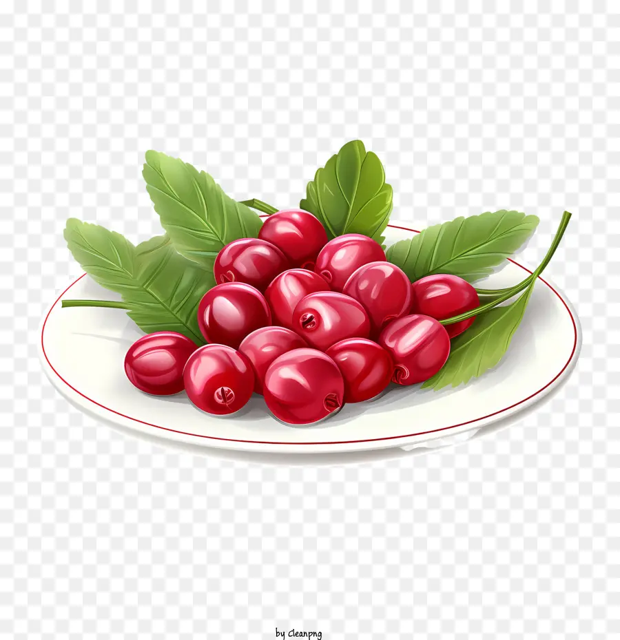 red cranberries cherries fruit bowl plate