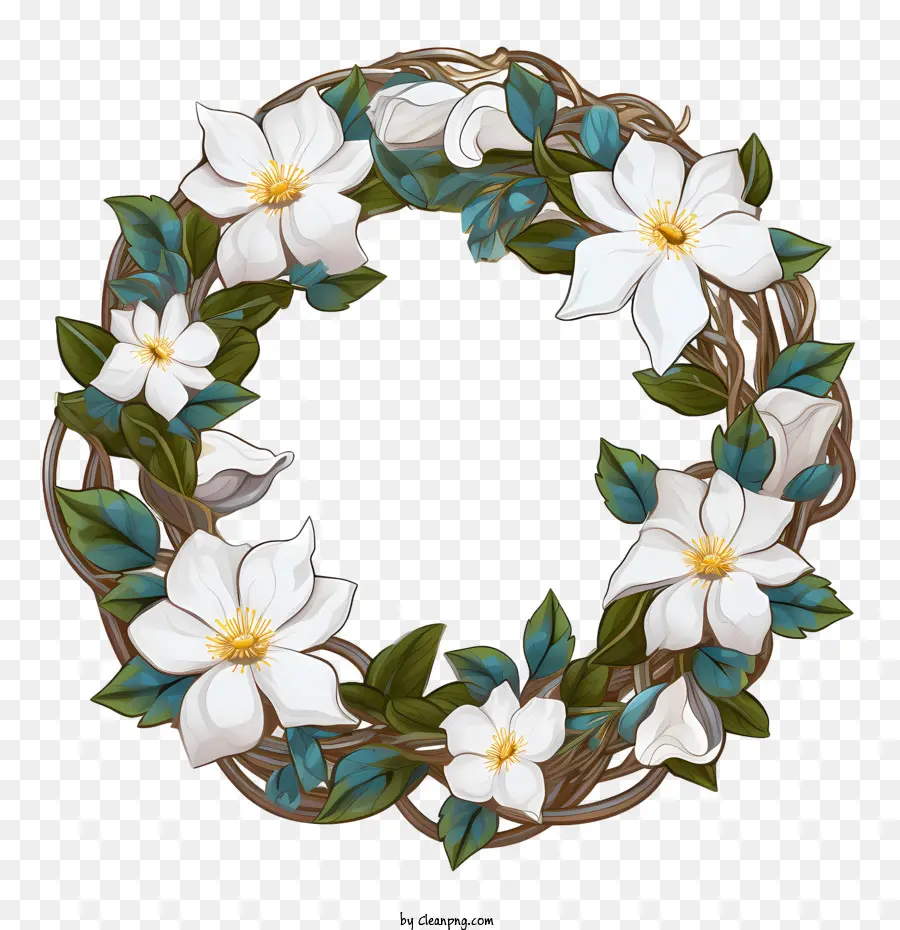 jasmine wreath wreath flowers white green leaves