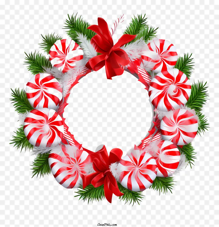 christmas peppermint wreath wreath holiday decorations candy canes wreath on a black background
