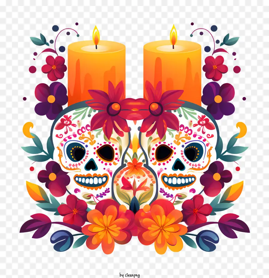 candles
 day of the dead
 dia de los muertos skeleton candy skull