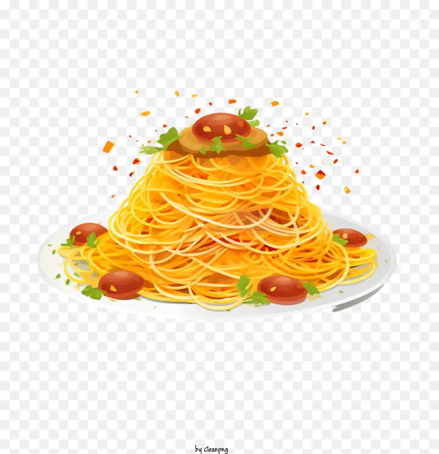 Spaghetti Spaghetti Tomatensauce Knoblauch Basilikum - 
