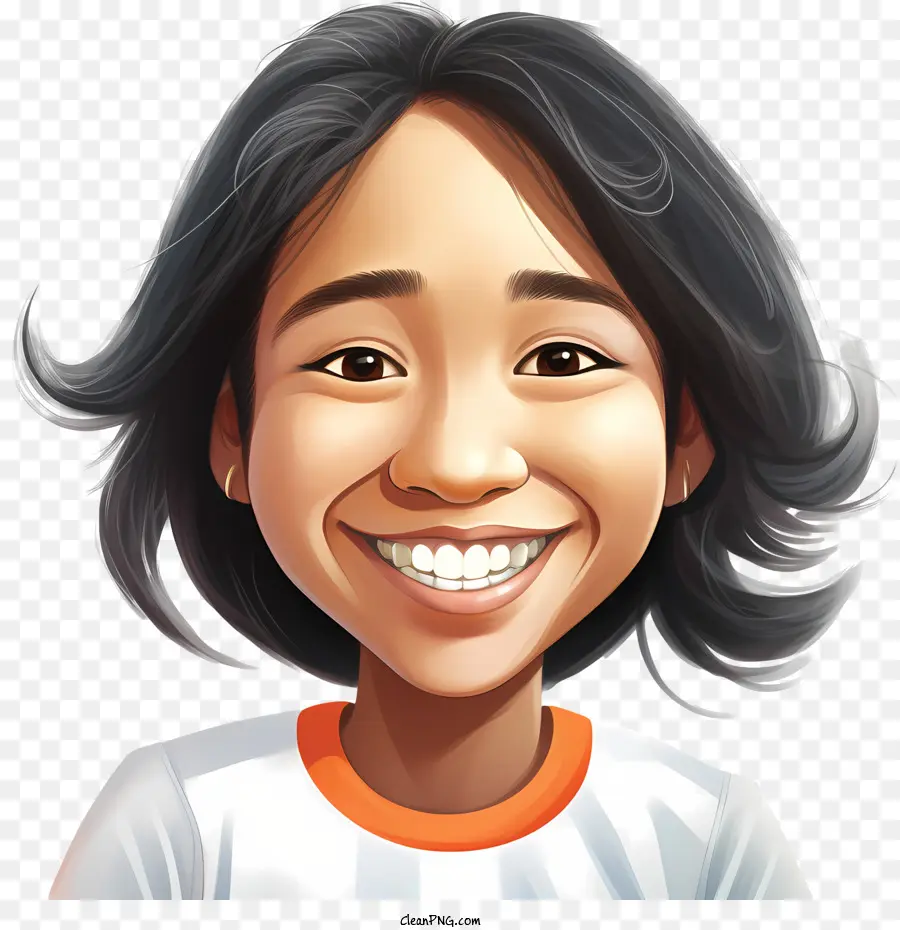 lächelndes Mädchen
 
World Smile Day lächelnde Frau weißes Hemd orange und schwarze Streifen - 