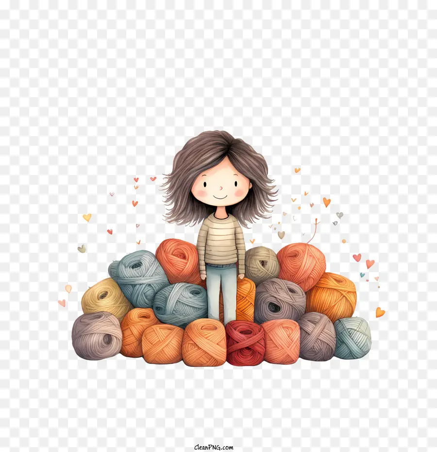 i love yarn day cute girl knitting yarn