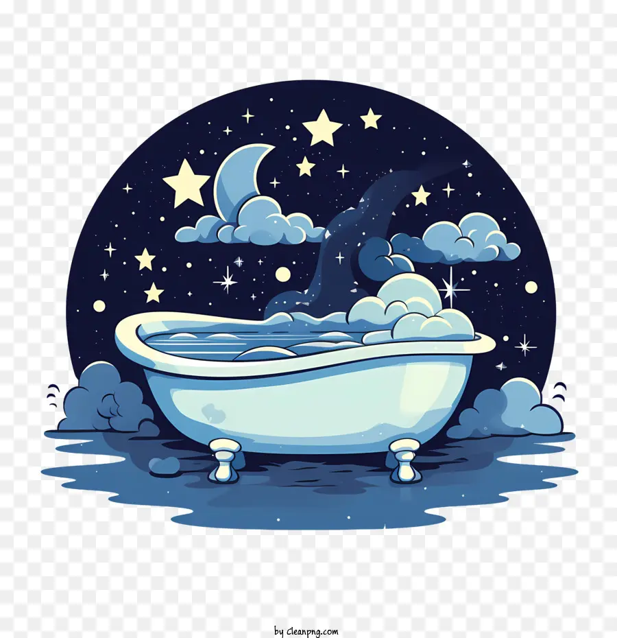 vasca da bagno per la festa della festa delle nuvole di cielo notturno - 
