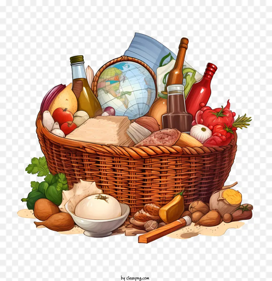 Welt vegetarischer Tag Lebensmittel Lebensmittel Picknickkorb Wein - 