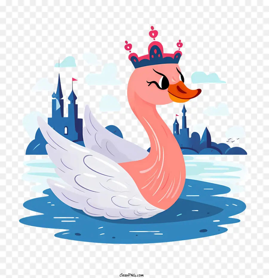 swan duck pond castle night sky