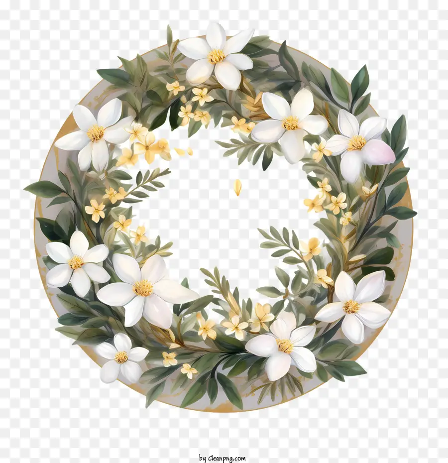 jasmine wreath floral white green yellow