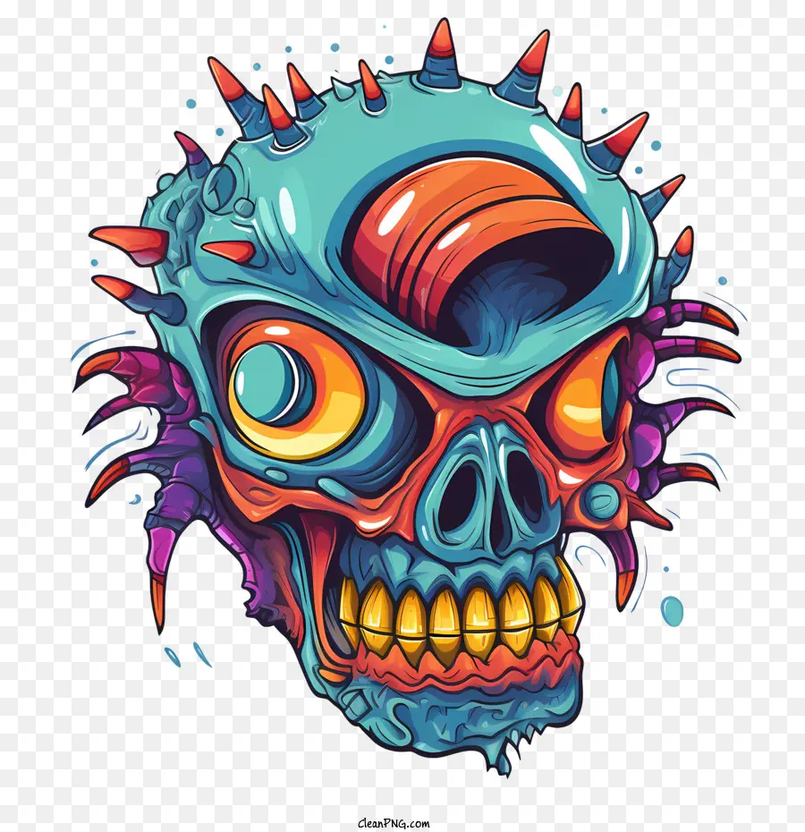 teschio zombi colorato cranio surreale psichedelico - 