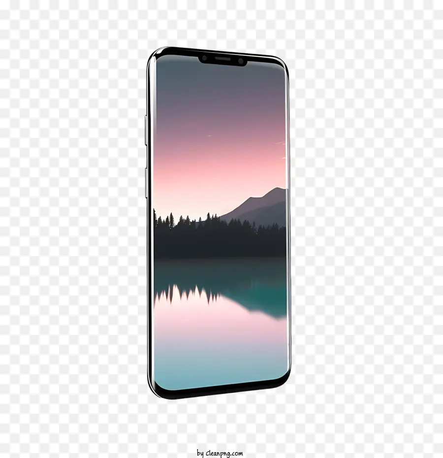 smartphone mockup mountain lake sunset trees