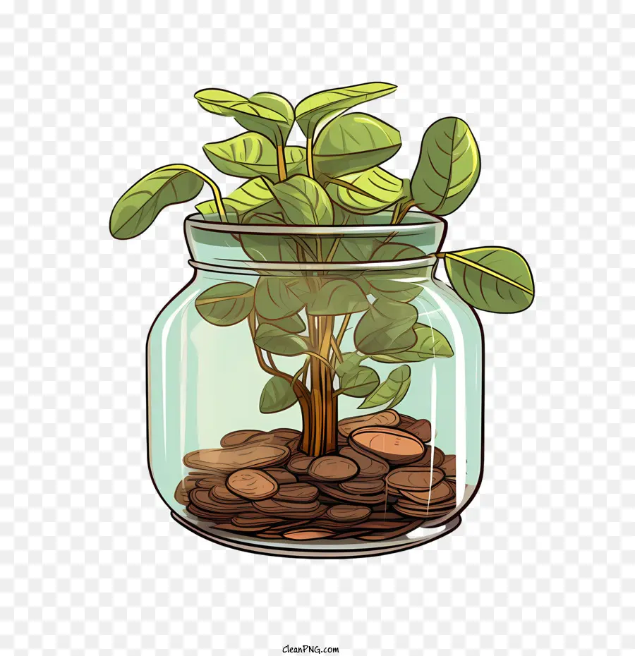 Weltsprezstoff -Geld -Geld -Pflanze -Glas -Glas Münzen - 