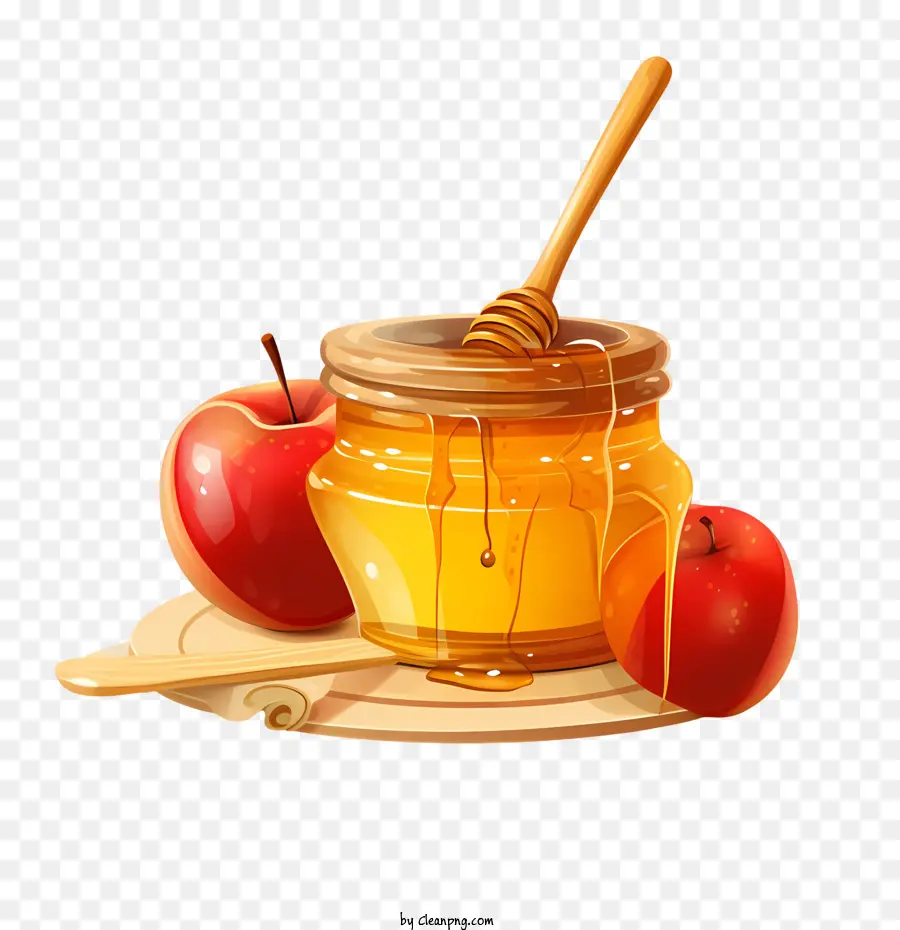 honey jar honey jar apples spoon