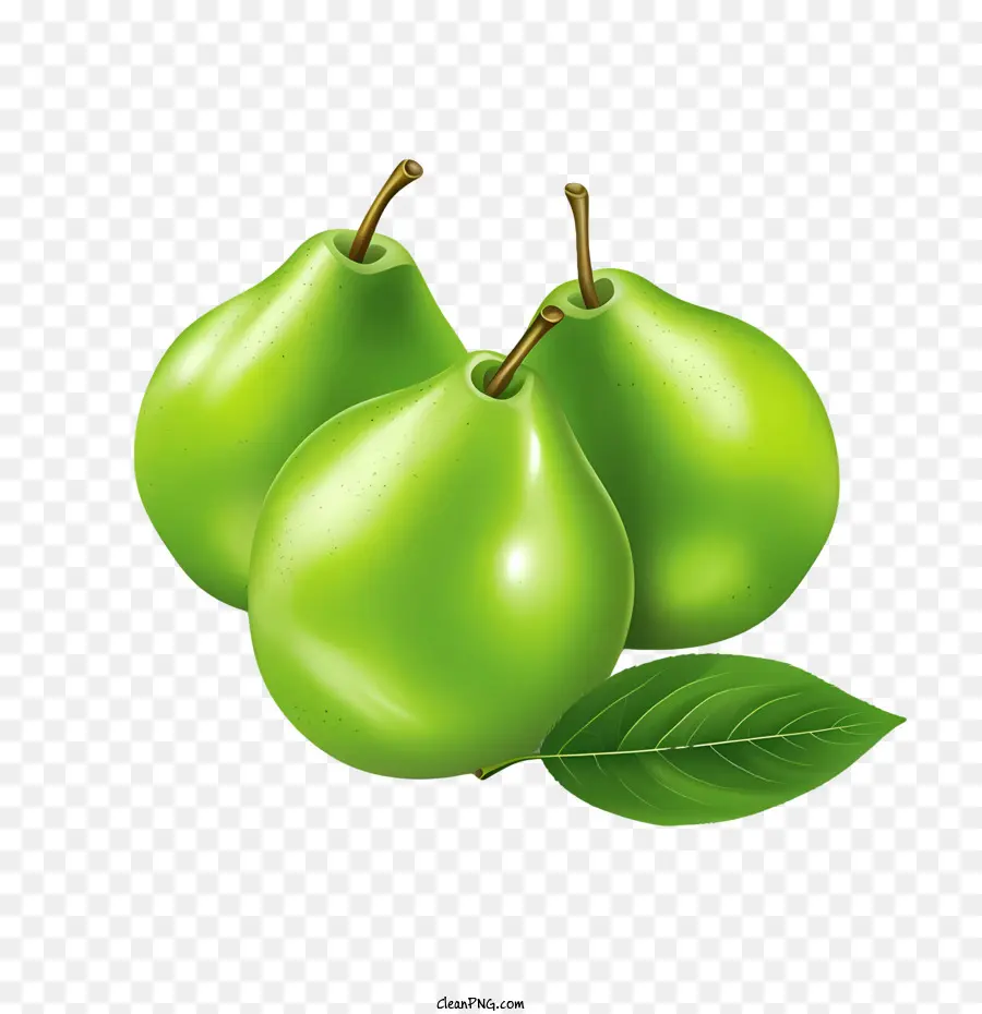 green pears three green ripe fruit