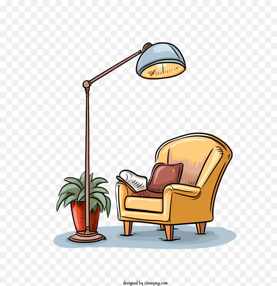 Libro di pianta in vaso di divano e lampada in lampada - 
