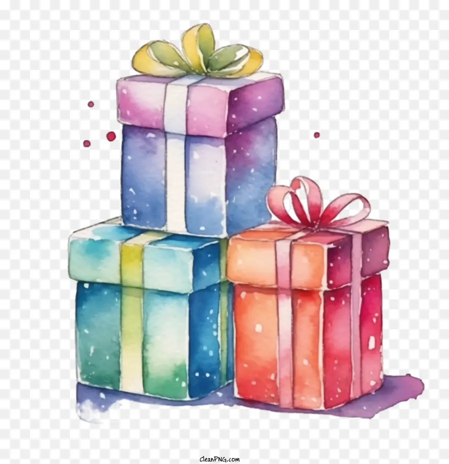 multicolored gifts
 watercolor gift box present gift boxes