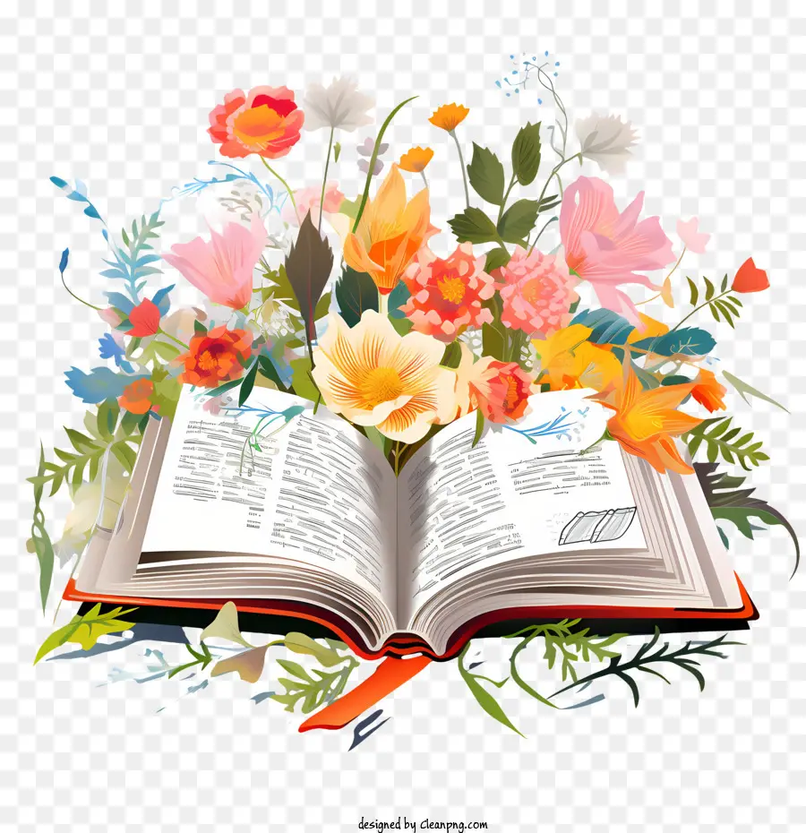 international literacy day flowers book open words