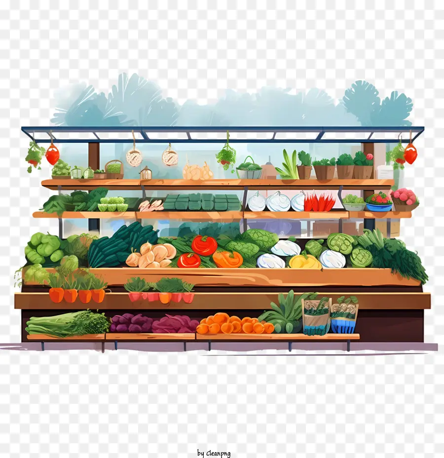 Vegetarischer Lebensmittelmarkt frisches Gemüse Obst Lebensmittelgeschäft - 