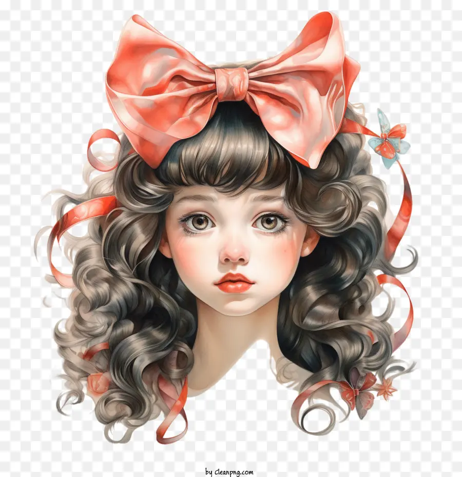 bow day beauty long hair pink bow innocent