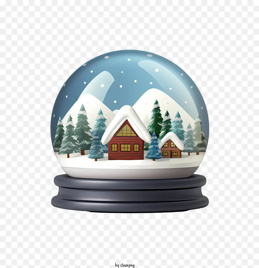 christmas snow ball snow globe winter scene house forest