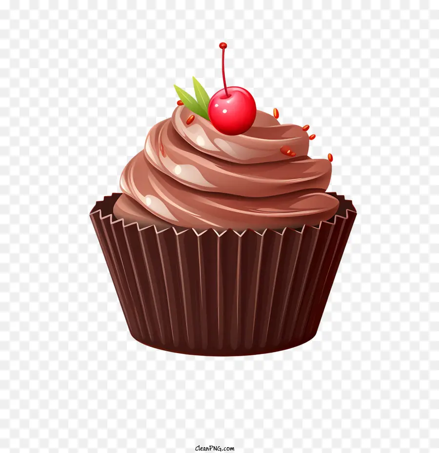 Schokoladen -Cupcake -Tag Schokoladen -Cupcake -Schokoladen -Zuckerguss -Kirsch Cupcake - 