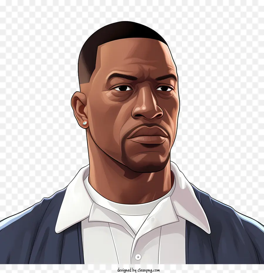 grand theft auto character black man face close up eyes