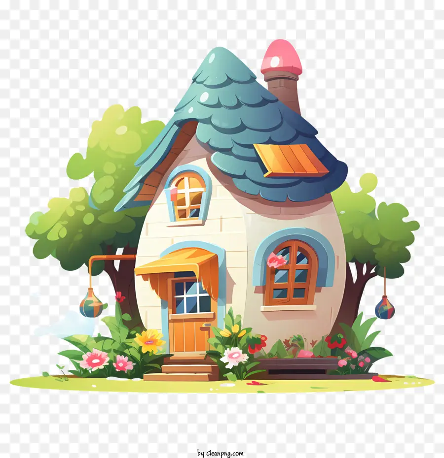 gnome house cottage house white blue