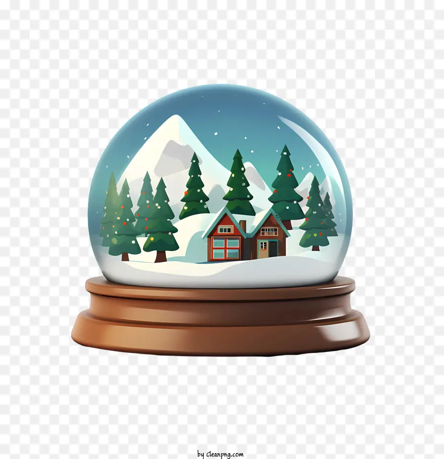 christmas snow ball snow globe winter wonderland cabin in the woods landscape