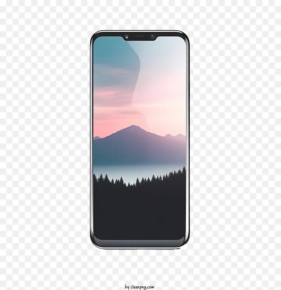 smartphone mockup mountains sunset lake trees