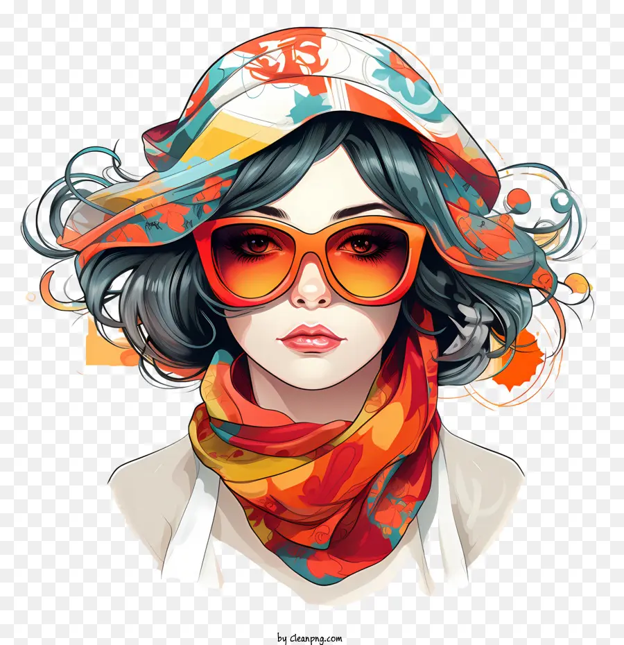 scarf day woman colorful hat sunglasses