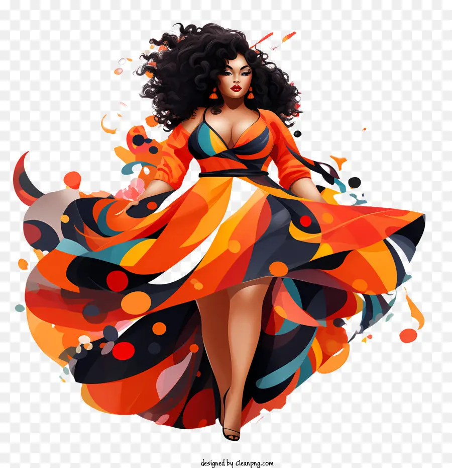 national curves day woman colorful dress pattern