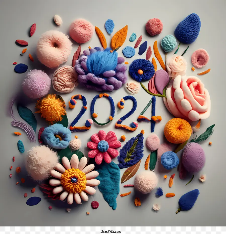 2024 Thẻ sinh nhật hoa năm mới đầy màu sắc - 