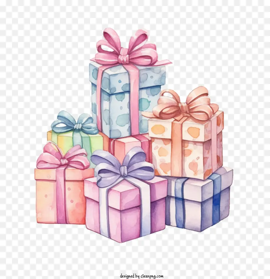 Aquarell -Geschenkbox -Geschenke Geschenke vorhandene Verpackung - 
