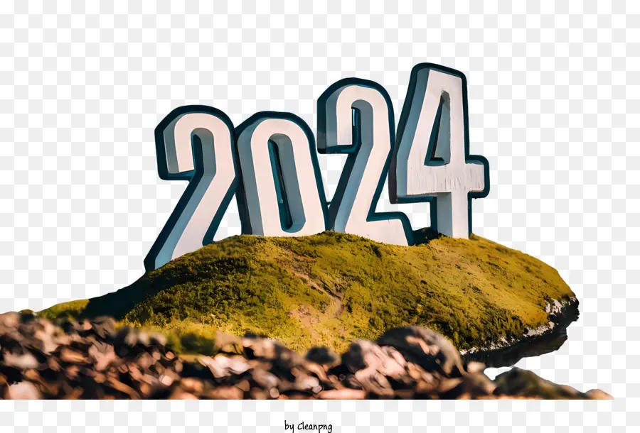 2024 new year
 2024 happy new year number stone grass