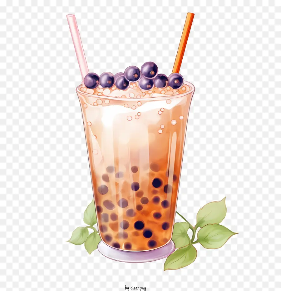 bubble milk tea lemonade blueberries fruit drink