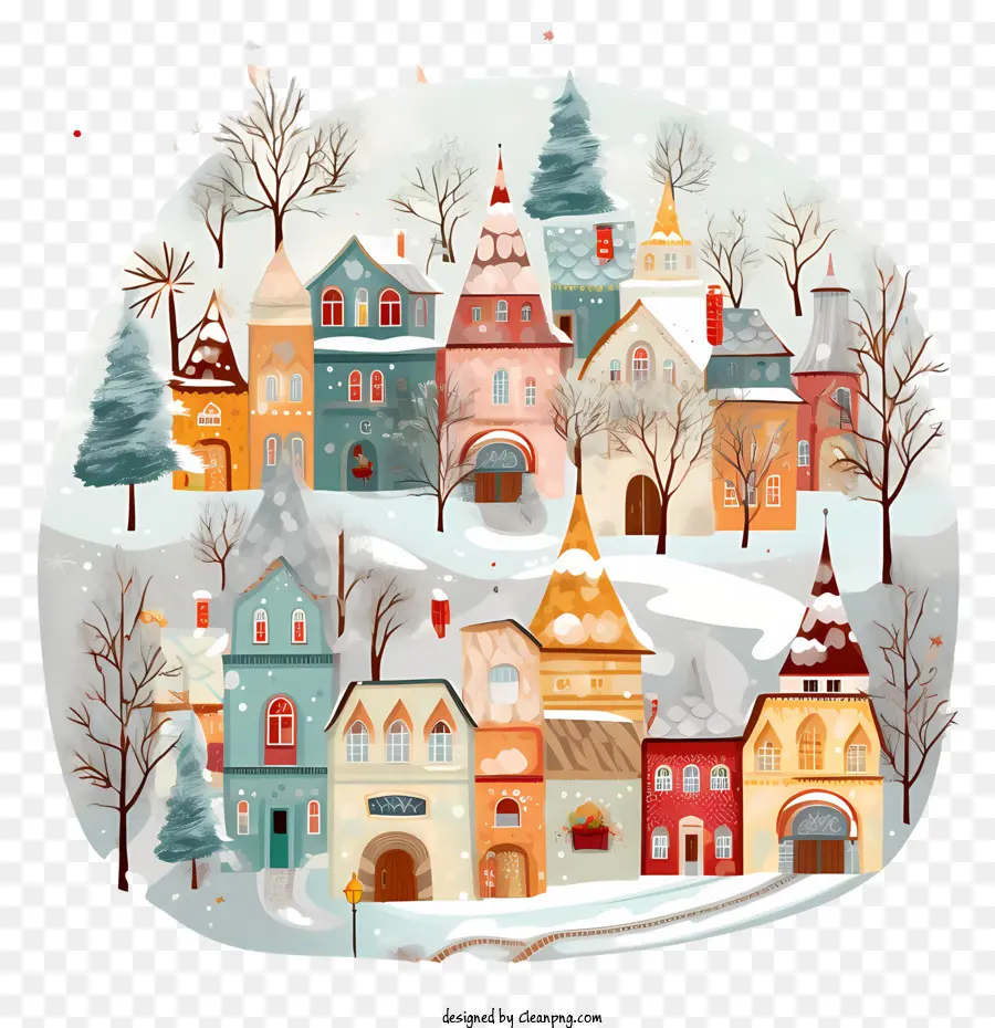 Winter Village City süßes Dorf Winter - 
