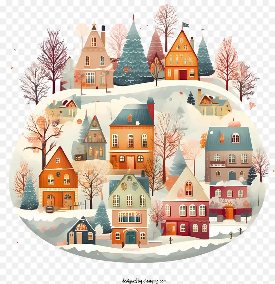 Ngôi làng mùa đông làng mùa đông ấm cúng những ngôi nhà có cảnh quan tuyết. - 