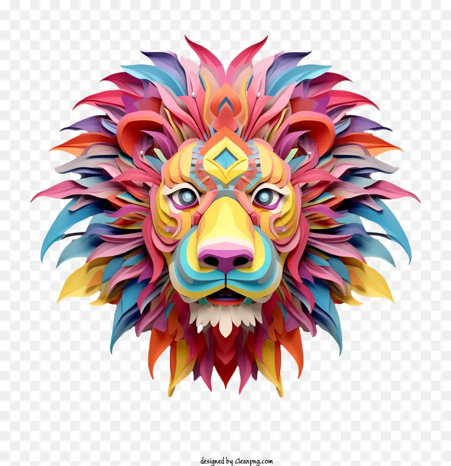 đầu sư tử đầu trừu tượng đầy màu sắc - 