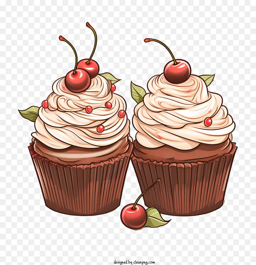 Schokoladen -Cupcake -Tag Schokoladen -Cupcakes Schokoladen -Zuckerguss -Kirschen Cupcakes mit Kirschen - 