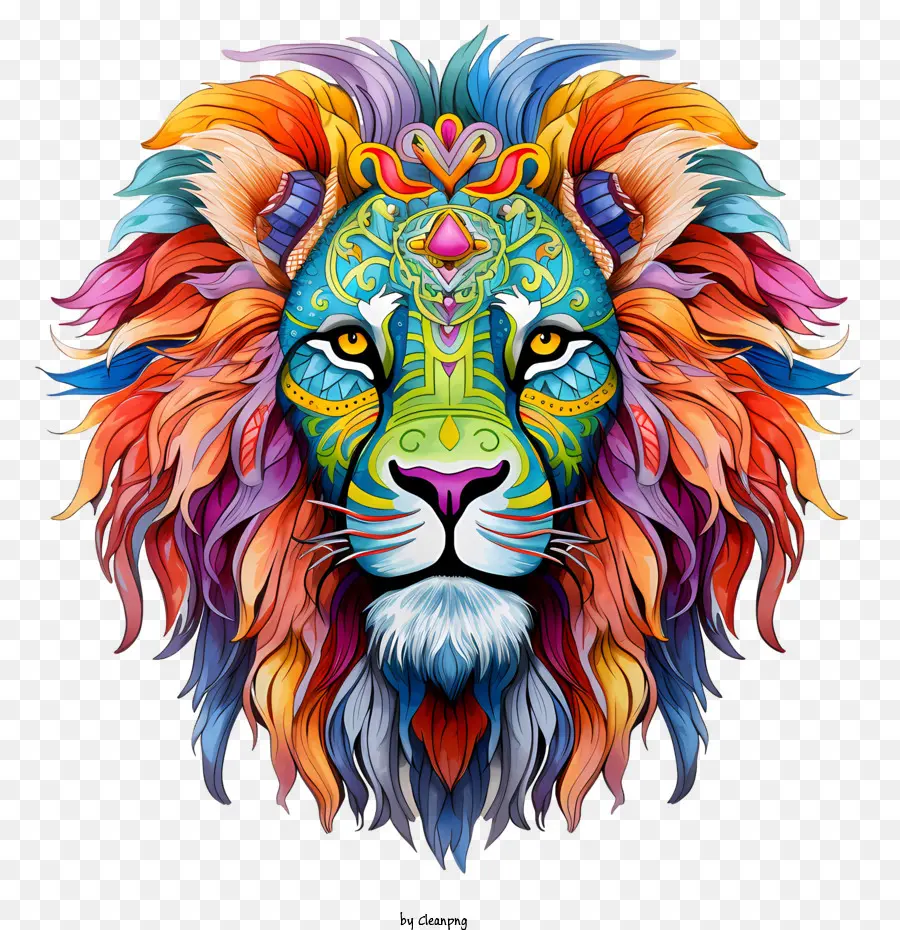 lion head lion colorful abstract face