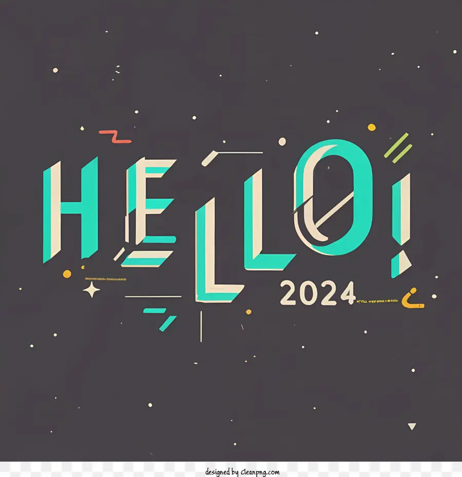2024 Felice anno nuovo Hello Design del testo geometrico minimalista - 