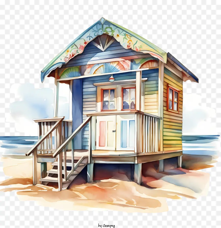 beach hut hut beach house summer house colorful