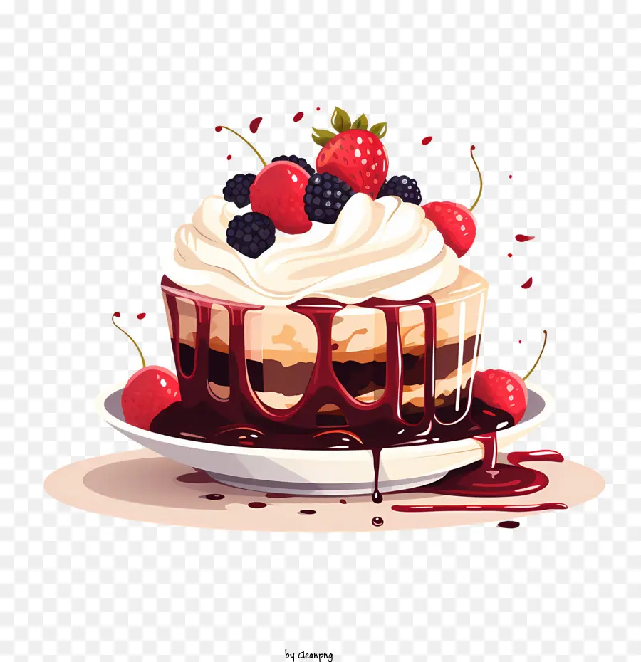 dessert day chocolate cake whipped cream raspberries strawberries