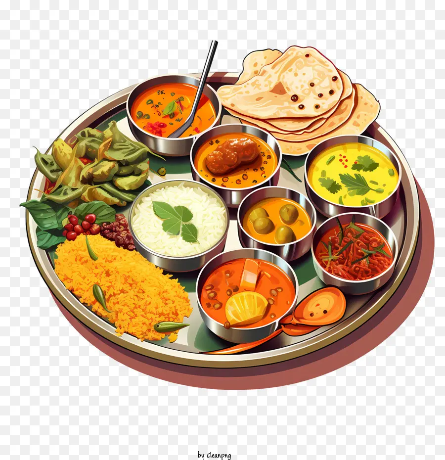 Cucina tradizionale indiana Thali piccante cibo indiano cucina gustosi piatti curry - 