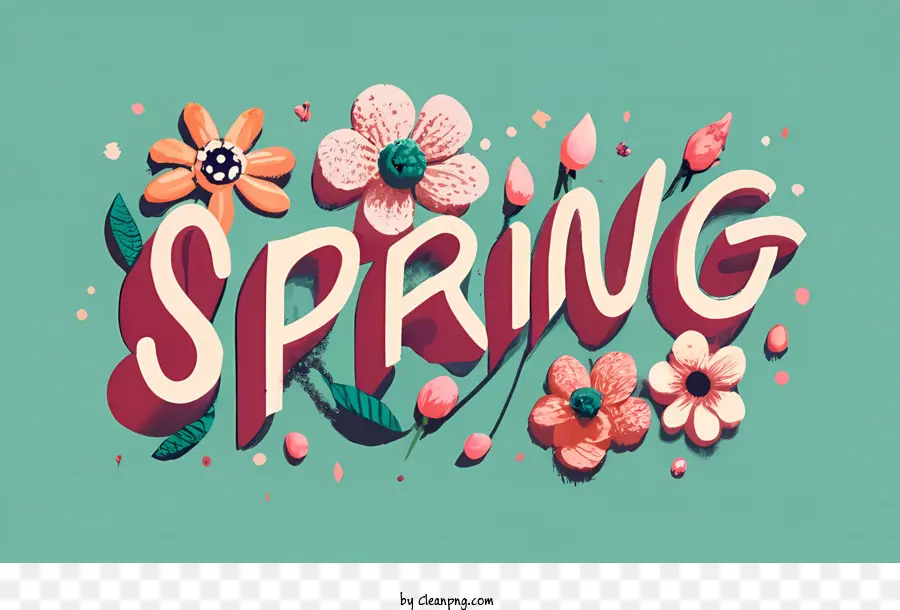 Spring Flowers Spring Tipografia Vintage - 