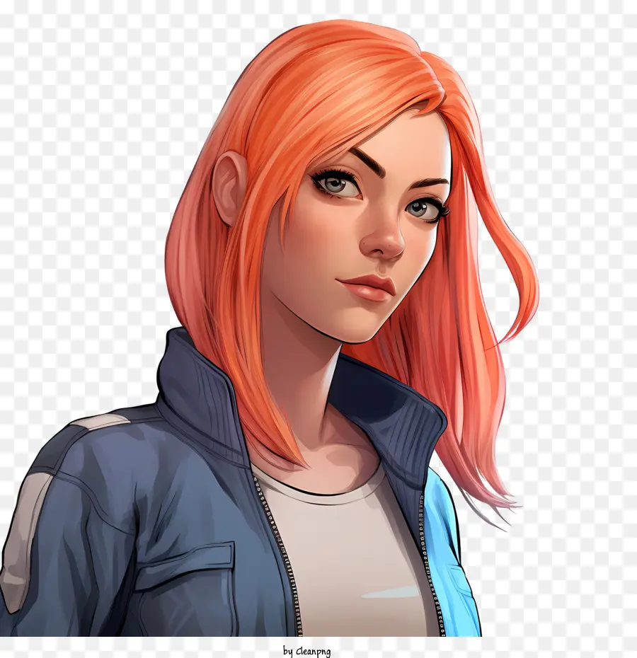 grand theft auto character female blonde hair blue jacket white shirt