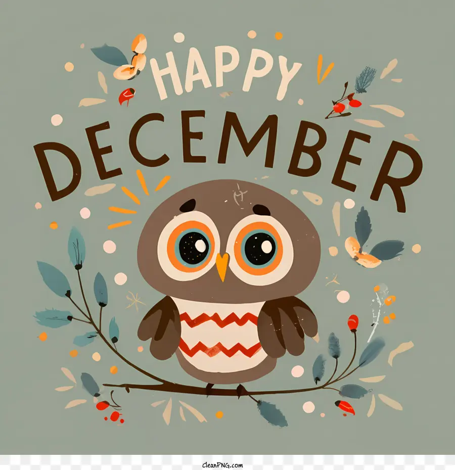 Dicembre Happy Dicembre Owl Bird - 