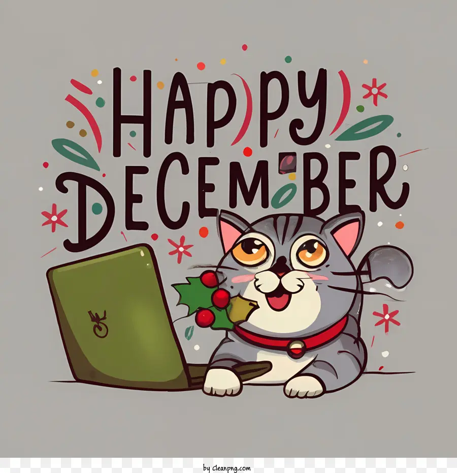december happy december cat laptop