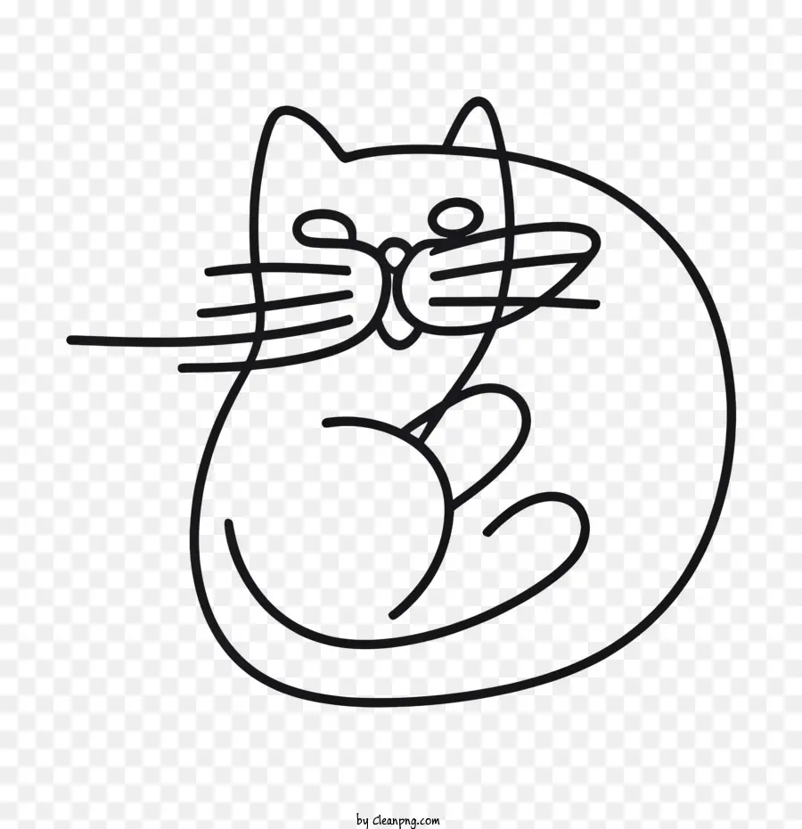 gatto disegnato a mano gatto in bianco e nero contorno capriccioso - 