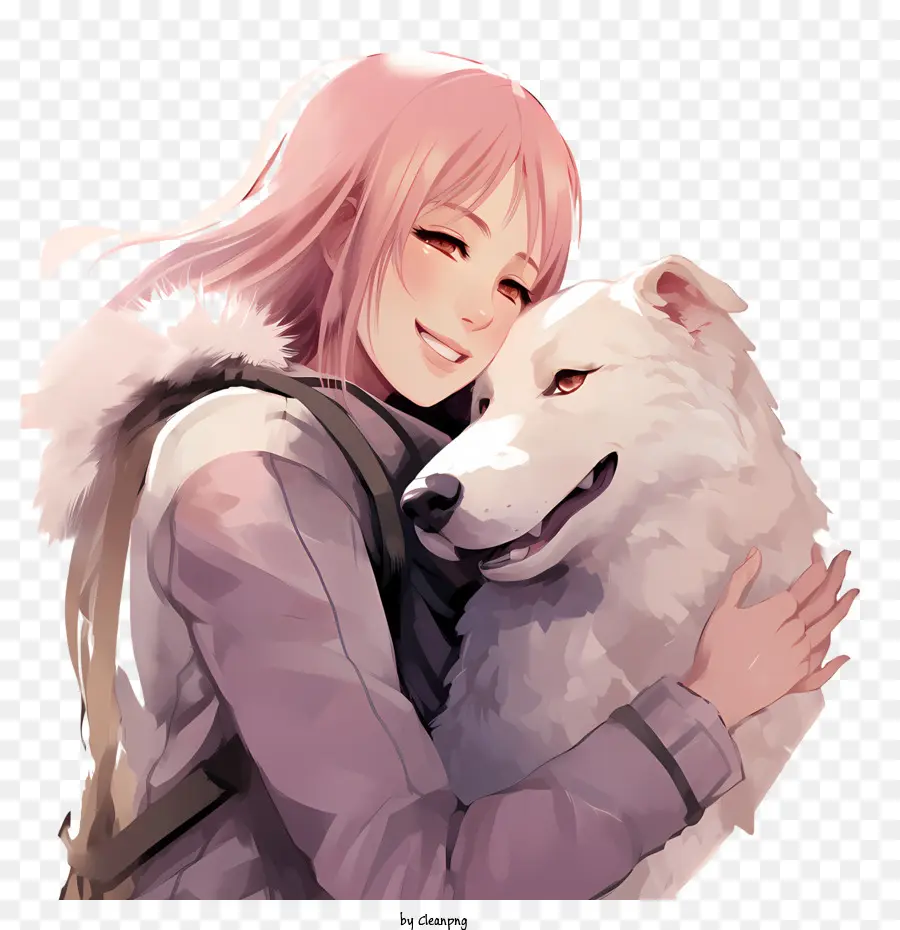 hug your hound day girl pink hair jacket dog