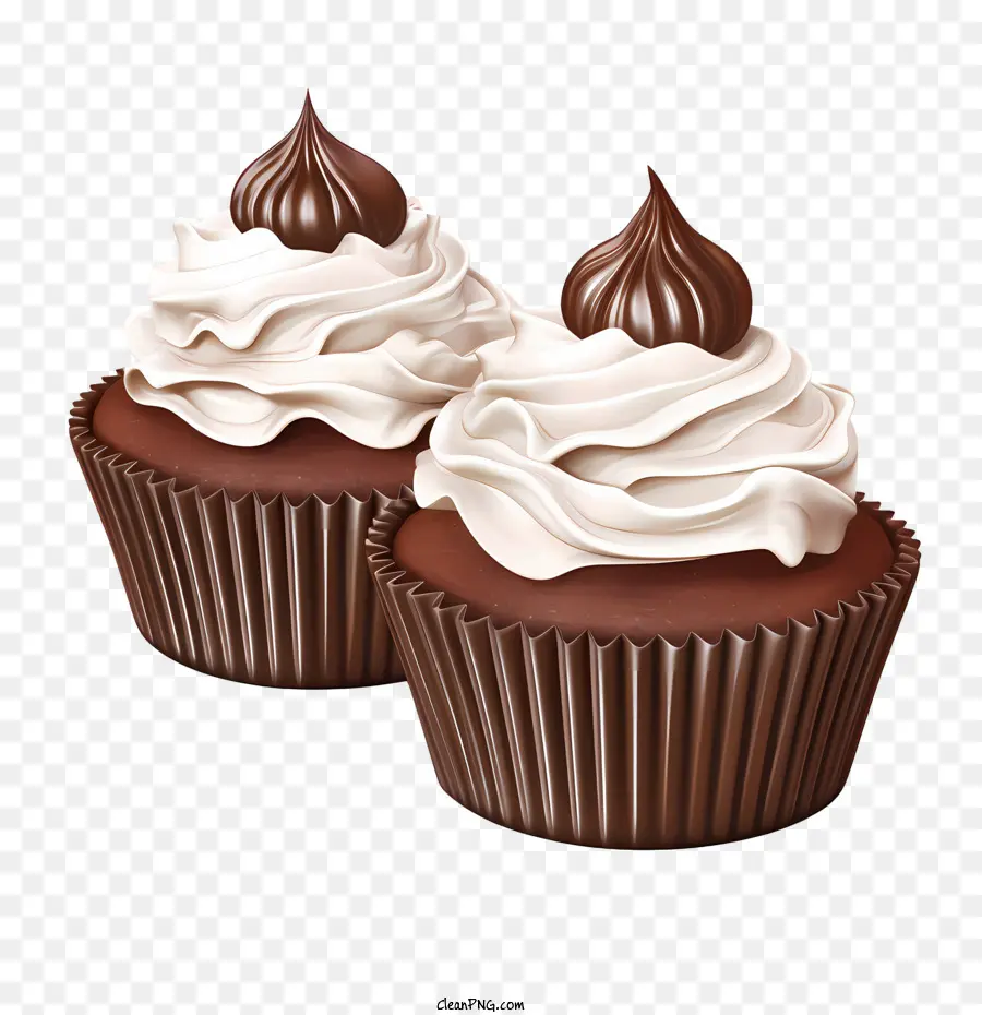 Schokoladen -Cupcake -Tag Schokoladen -Cupcake -Frost -Schlagsahne -Gebäck - 