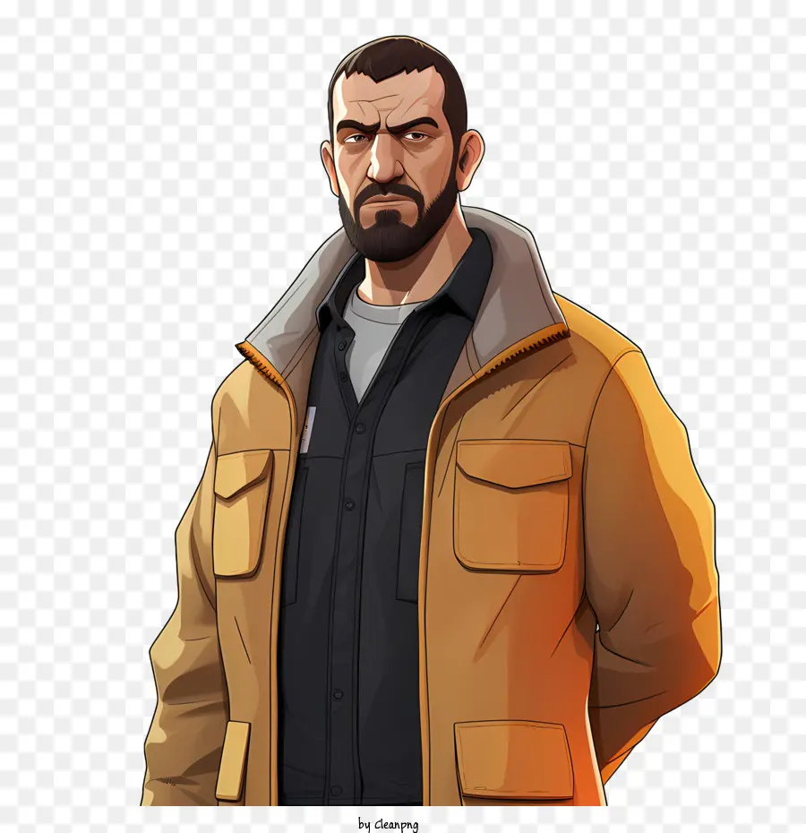 grand theft auto character beard jacket shirt pants